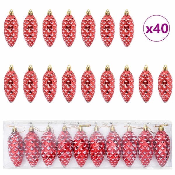 vidaXL J&otilde;ulune K&auml;bipall 40 tk Punane 4 x 9 cm Plastmass