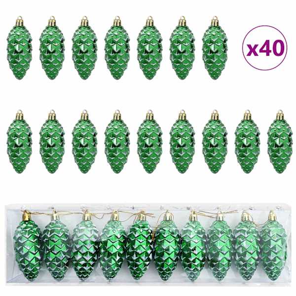 vidaXL J&otilde;ulune K&auml;bipall 40 tk LED-i Roheline 4 x 9 cm Plastmass