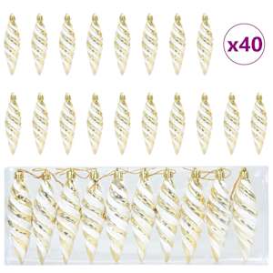 vidaXL J&otilde;uluspiraali kujuline pall 40 tk Kuldne 3 x 11 cm Plastmass