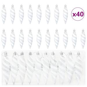 vidaXL J&otilde;uluspiraali kujuline pall 40 tk Valge 3 x 11 cm Plastmass