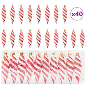 vidaXL J&otilde;uluspiraali kujuline pall 40 tk Punane 3 x 11 cm Plastmass