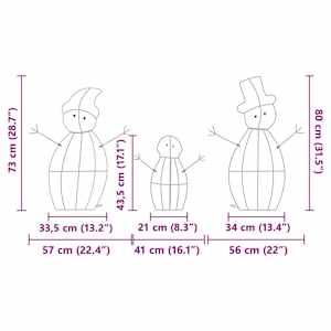 Osvětlená rodina sněhuláků 3 pcs Teplá bílá Polyester - obrázek 15
