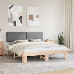 Rám postele s čalouněným čelem s čelo Světle šedá 200 x 200 cm - obrázek 1
