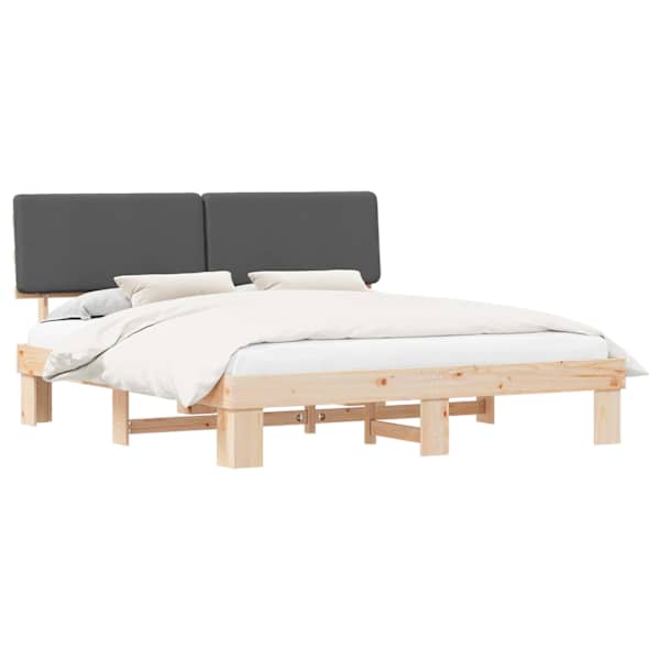 vidaXL Voodiraam Pehme Peatoega peaga Tumehall 200 x 200 cm Tahke m&auml;nd