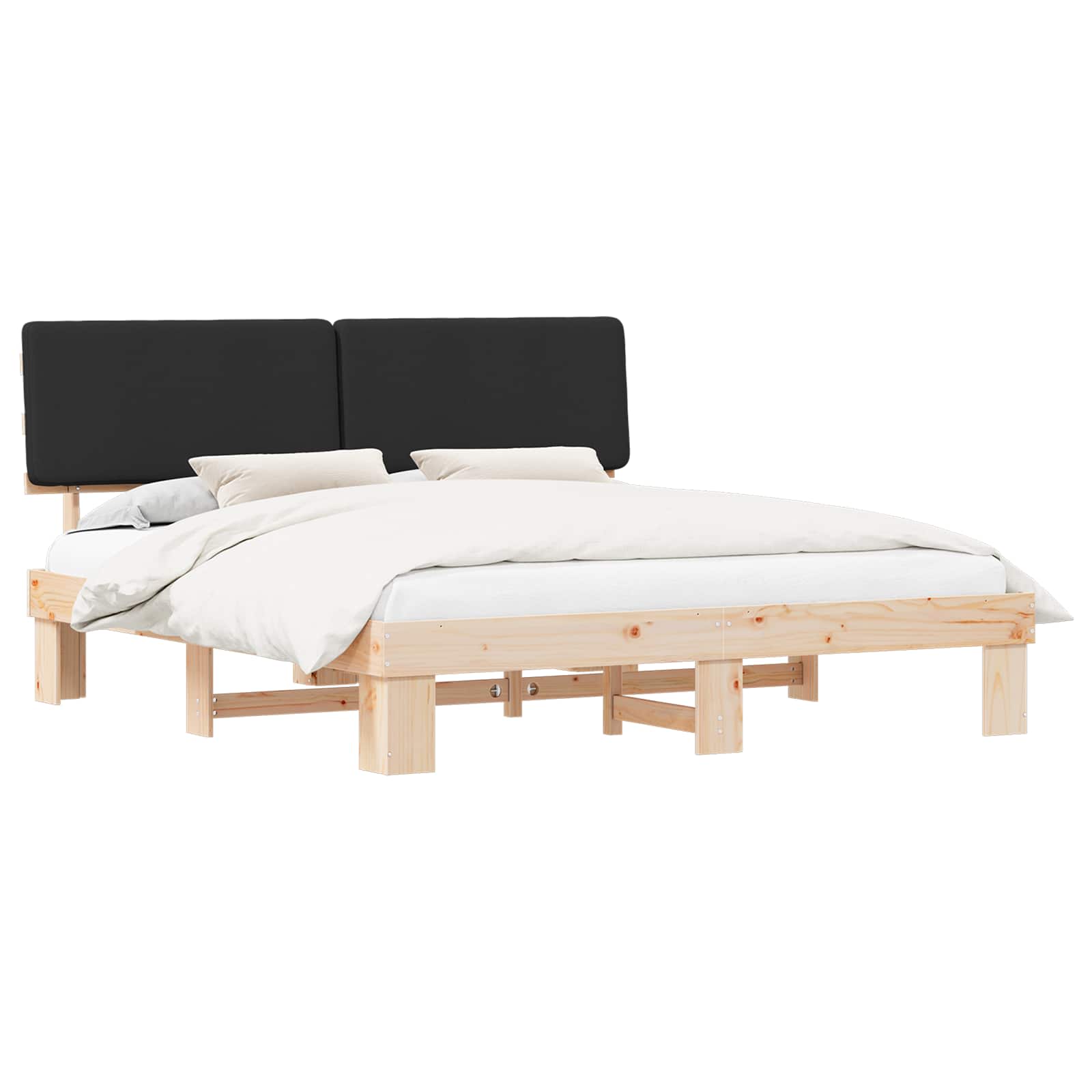 vidaXL Bedframe met Gevoerd Hoofdgedeelte Zwart 200 x 200 cm, foto 3