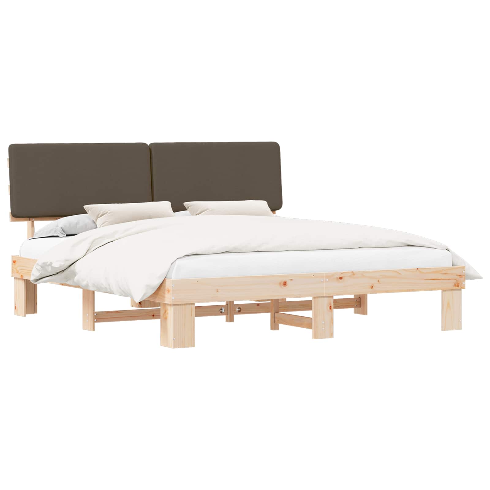 vidaXL Bedframe met Gevoerd Hoofdgedeelte Taupe 180 x 200 cm, foto 3