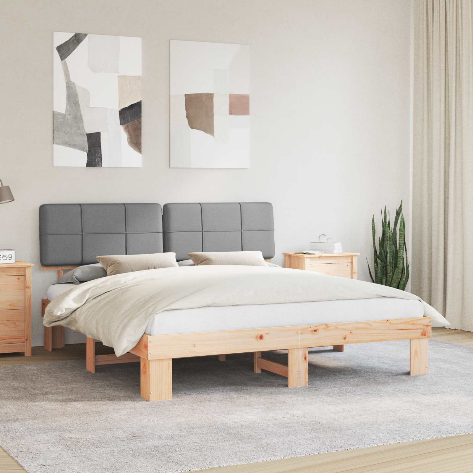 vidaXL Bettgestell mit gepolstertem Kopfteil Hellgrau 180 x 200 cm