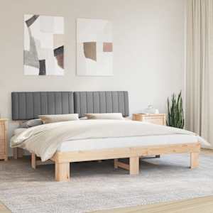 Rám postele s čalouněným čelem s čelo Světle šedá 200 x 200 cm - obrázek 1