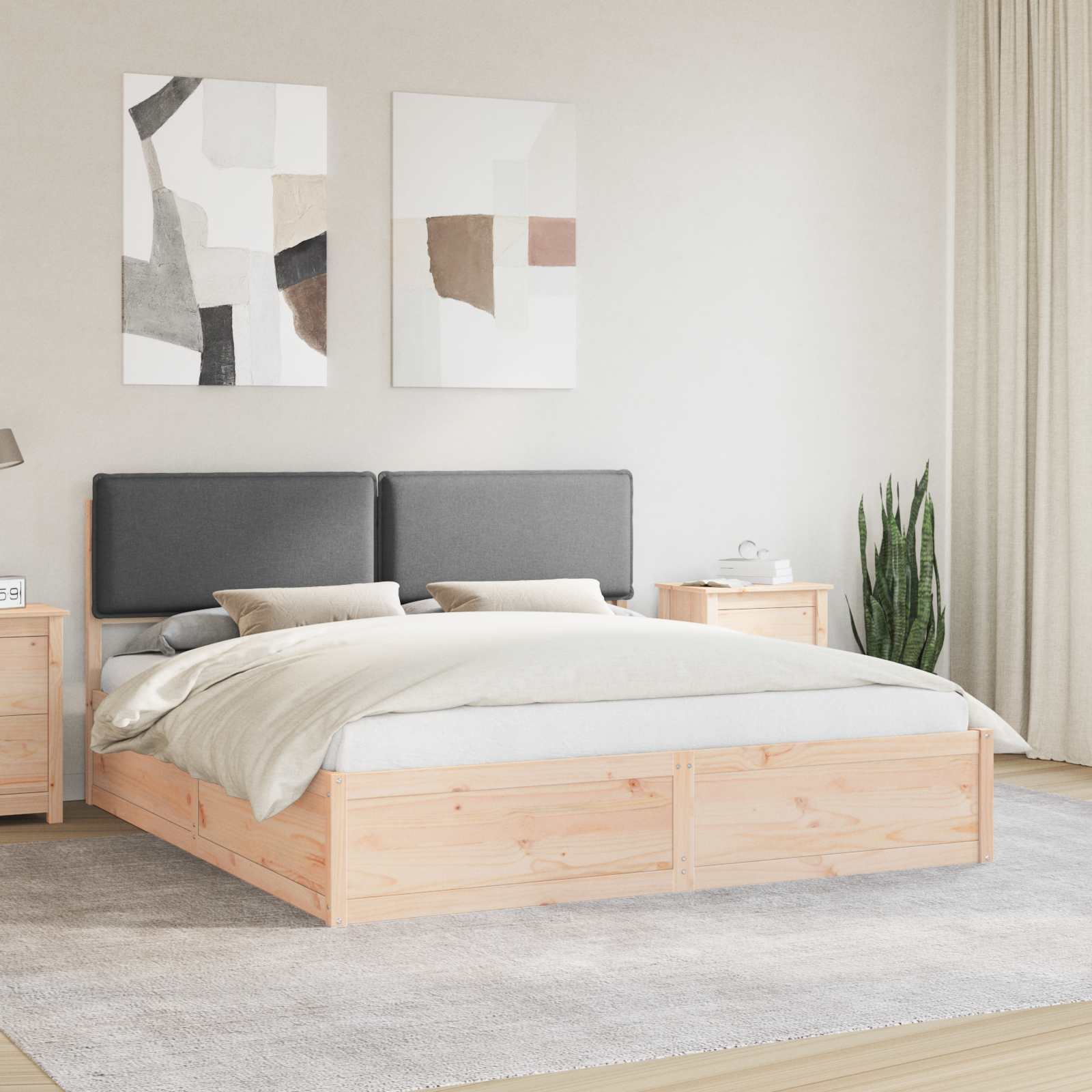 vidaXL Sänkyrunko verhoillulla päädyn Tumma harmaa 200 x 200 cm