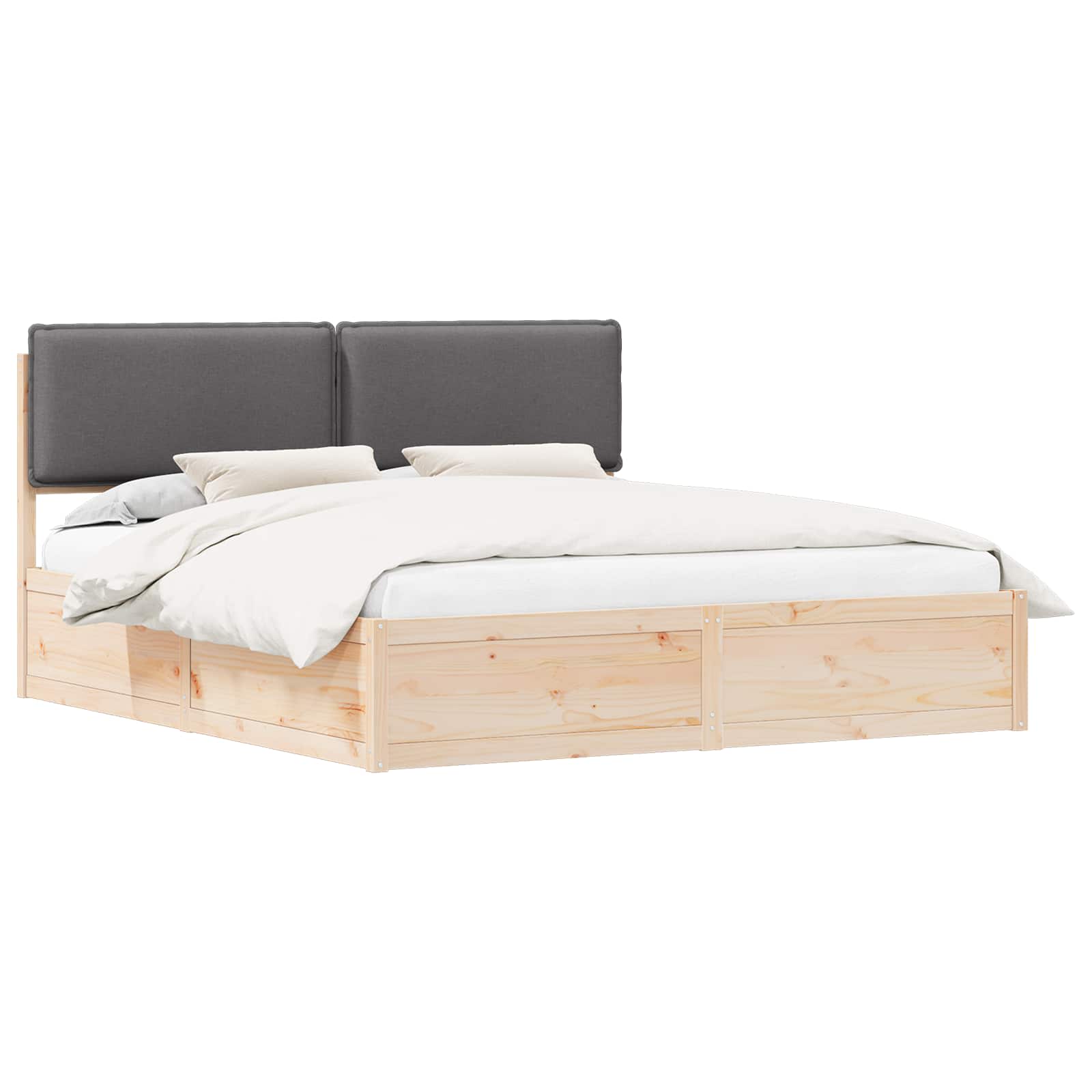 vidaXL Bedframe met Gevoerd Hoofdgedeelte Donkergrijs 200 x 200 cm grijs, foto 3