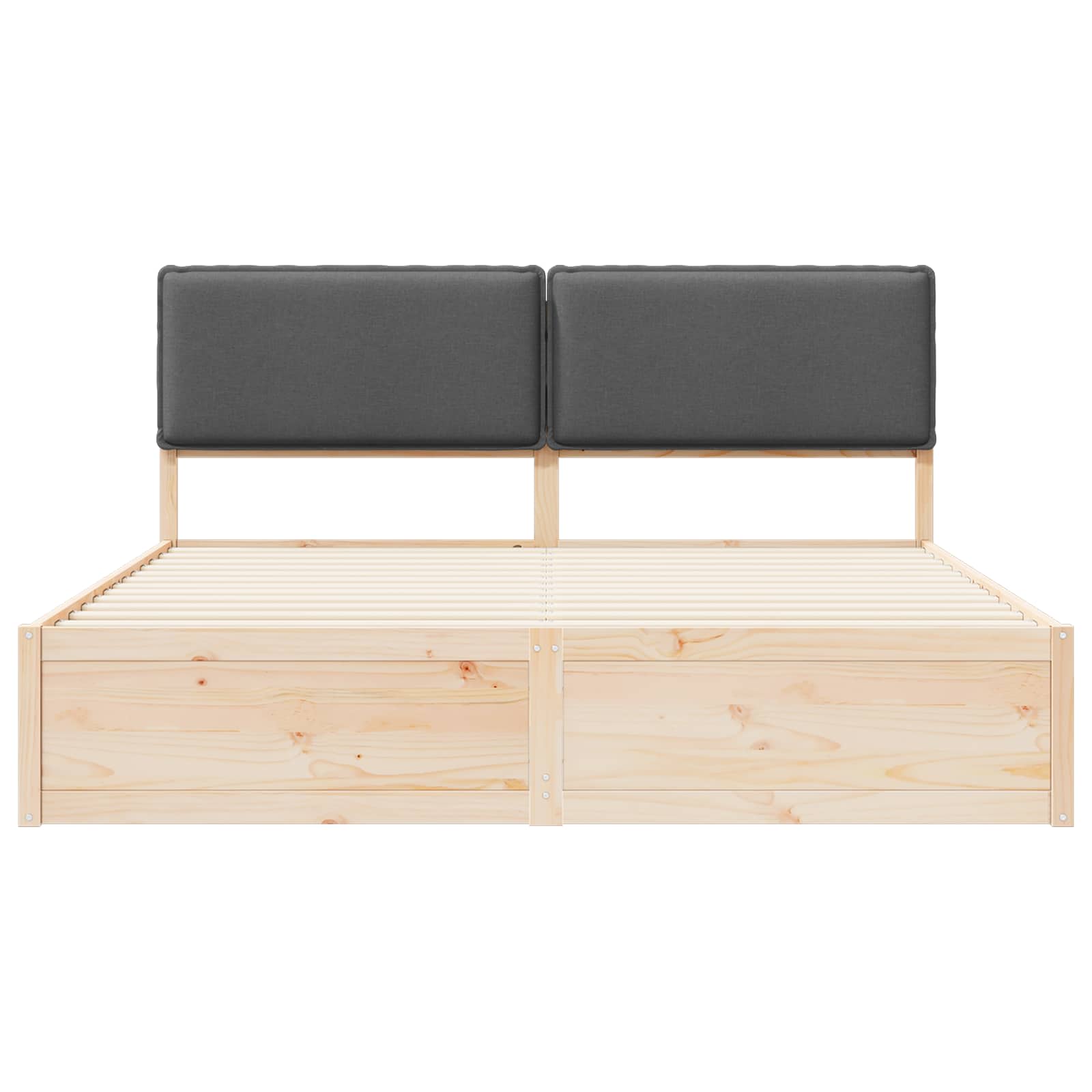 Voodiraam Pehme Peatoega peaga Tumehall 200 x 200 cm Tahke mänd - Image 5