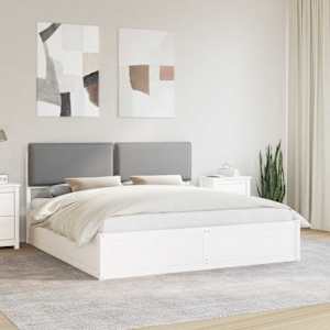 Rám postele s čalouněným čelem s čelo Světle šedá 200 x 200 cm - obrázek 1