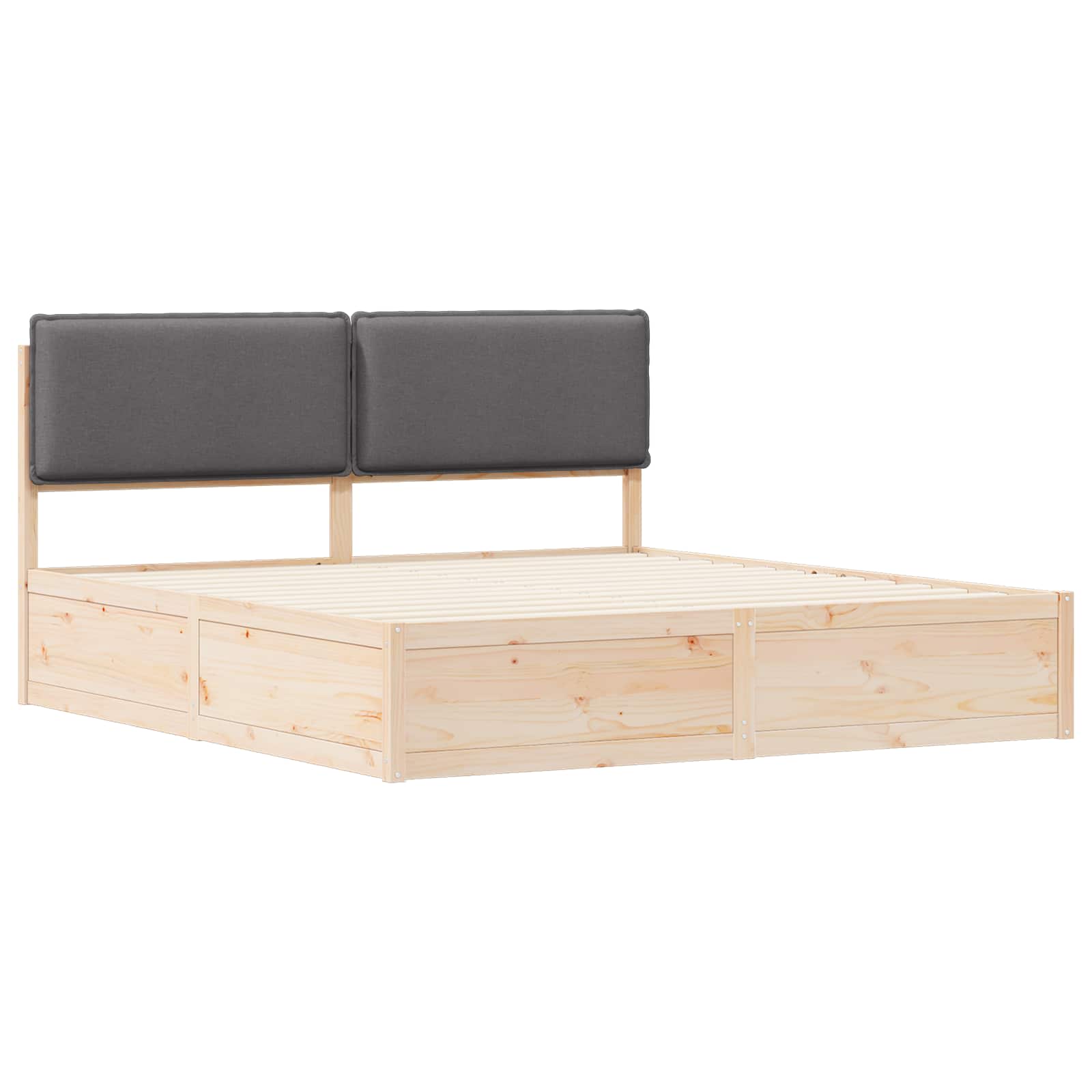 Voodiraam Pehme Peatoega peaga Tumehall 180 x 200 cm Tahke mänd - Image 4