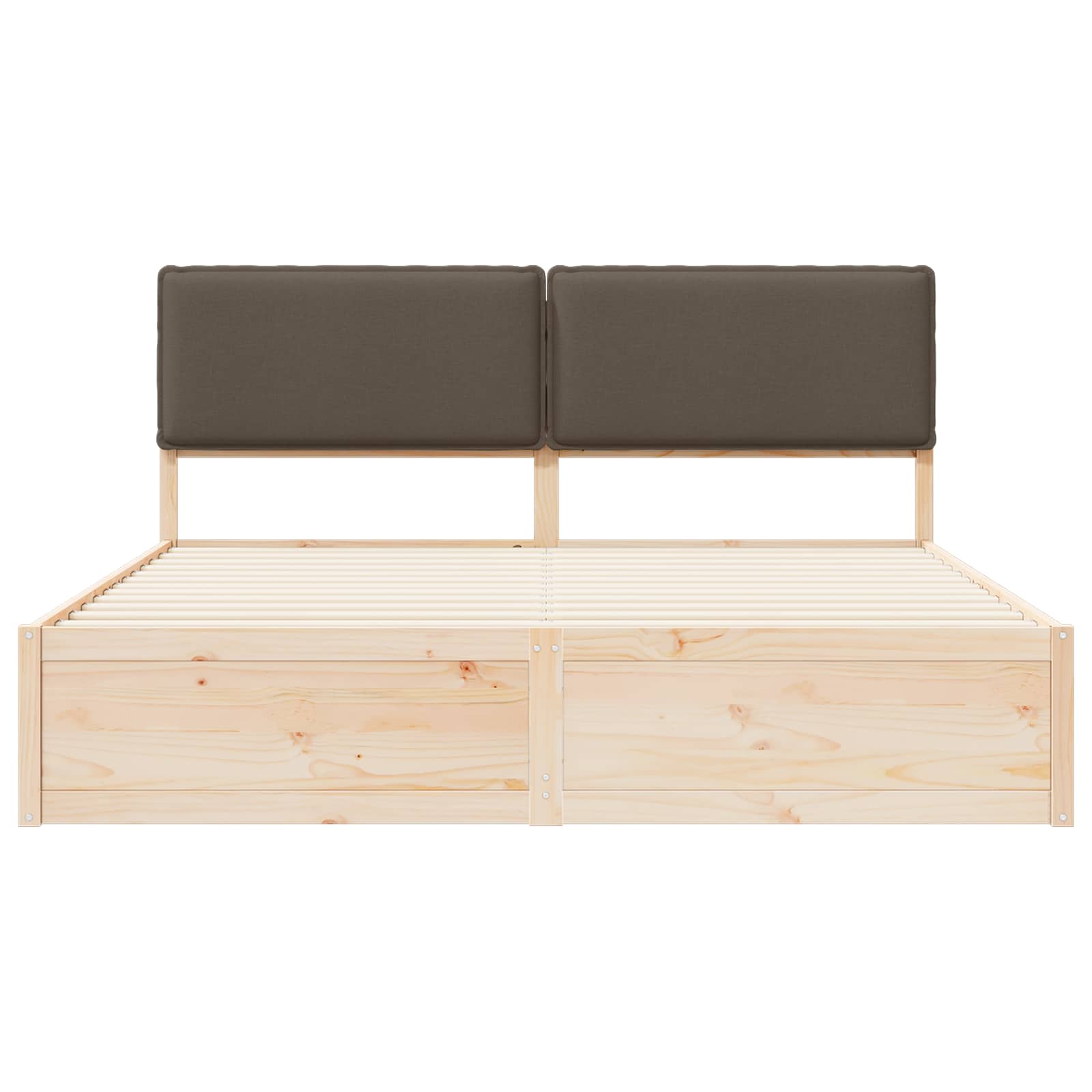 Voodiraam Pehme Peatoega Pruunikashall 180 x 200 cm Tahke mänd - Image 5