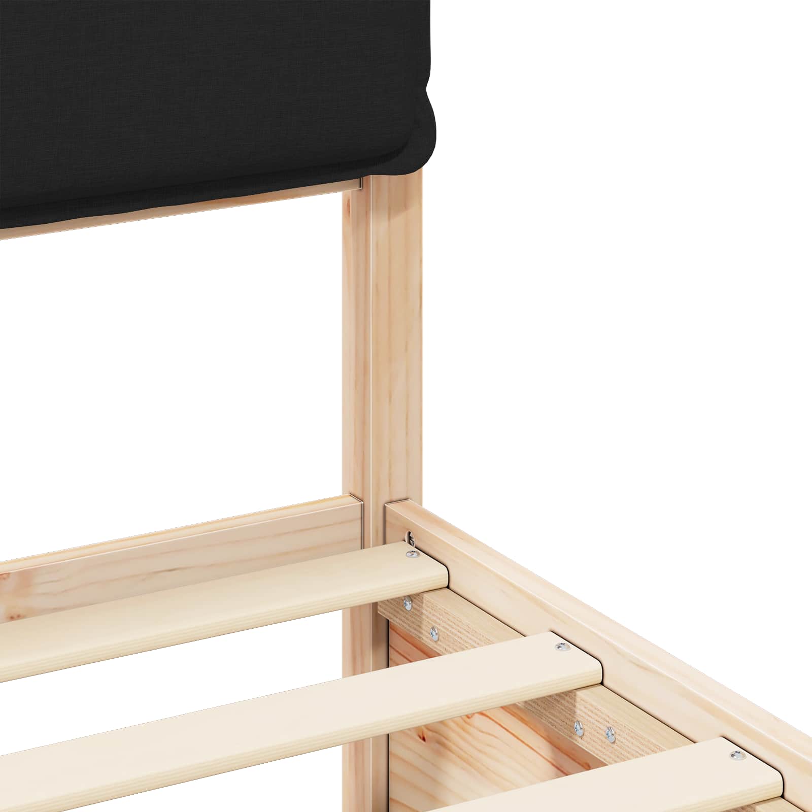 Voodiraam Pehme Peatoega peaga Must 150 x 200 cm Tahke mänd - Image 8