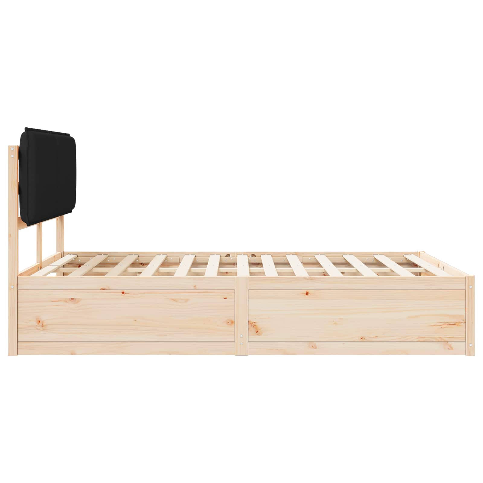 Voodiraam Pehme Peatoega peaga Must 150 x 200 cm Tahke mänd - Image 6