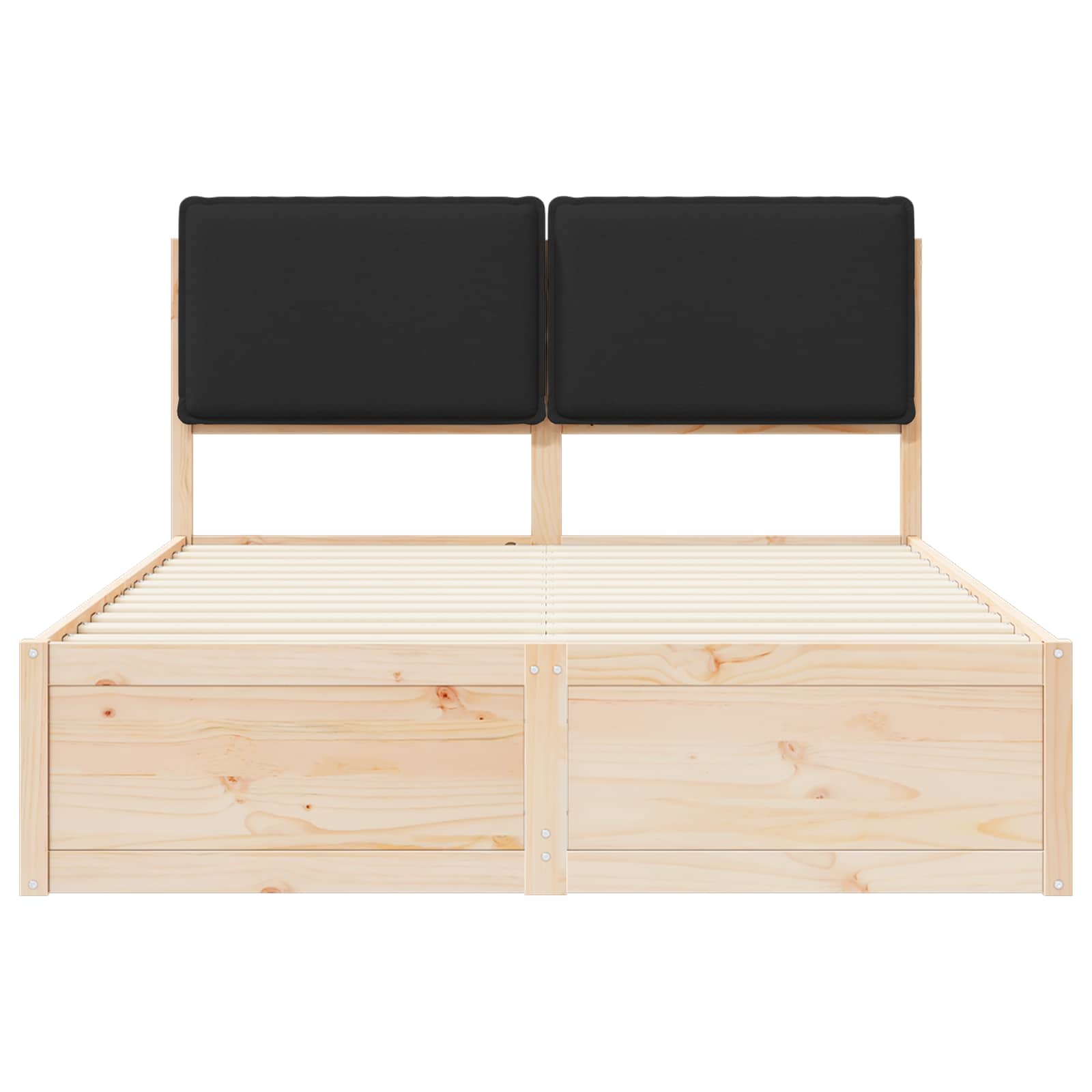 Voodiraam Pehme Peatoega peaga Must 140 x 200 cm Tahke mänd - Image 5