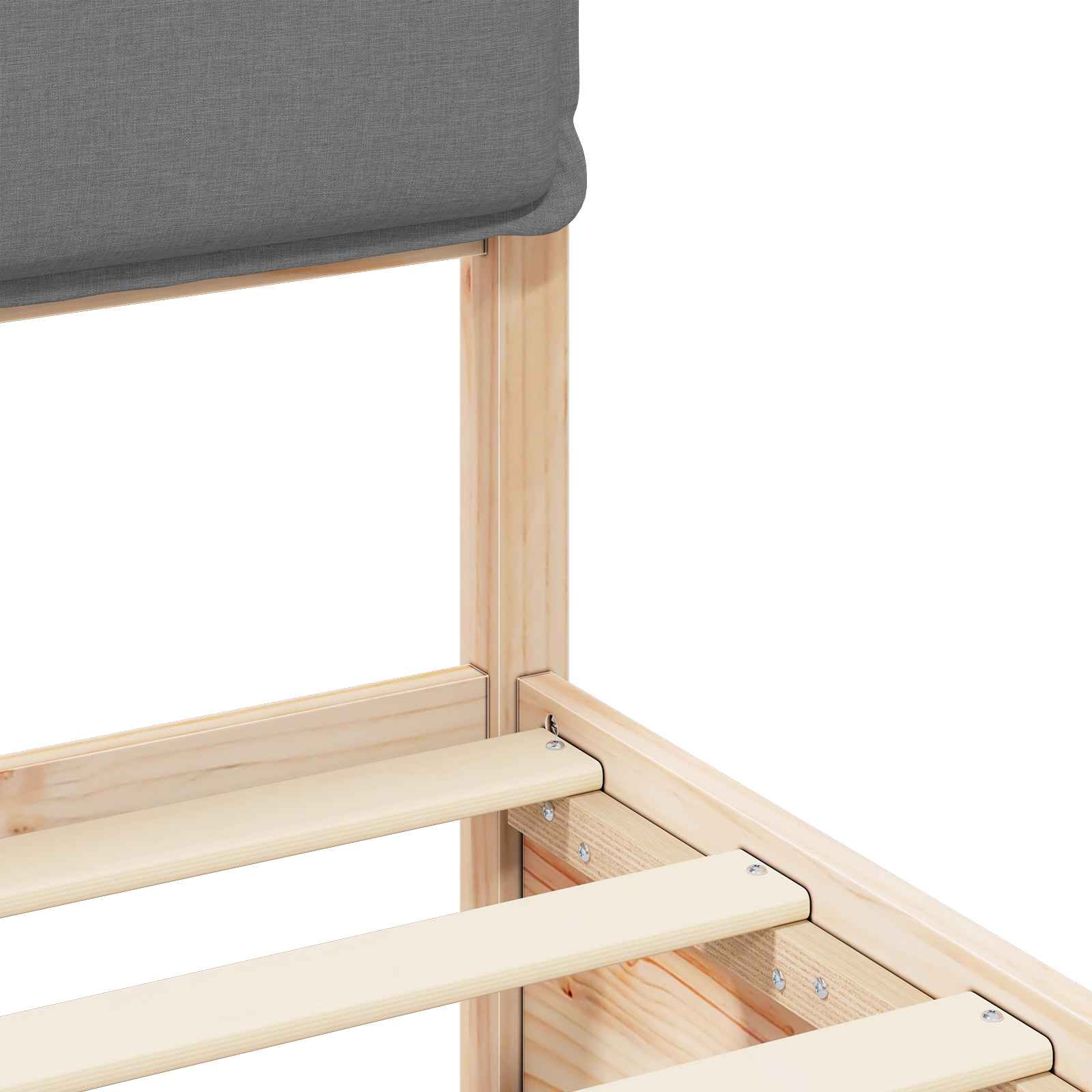 Voodiraam Pehme Peatoega peaga Helehall 140 x 190 cm Tahke mänd - Image 8