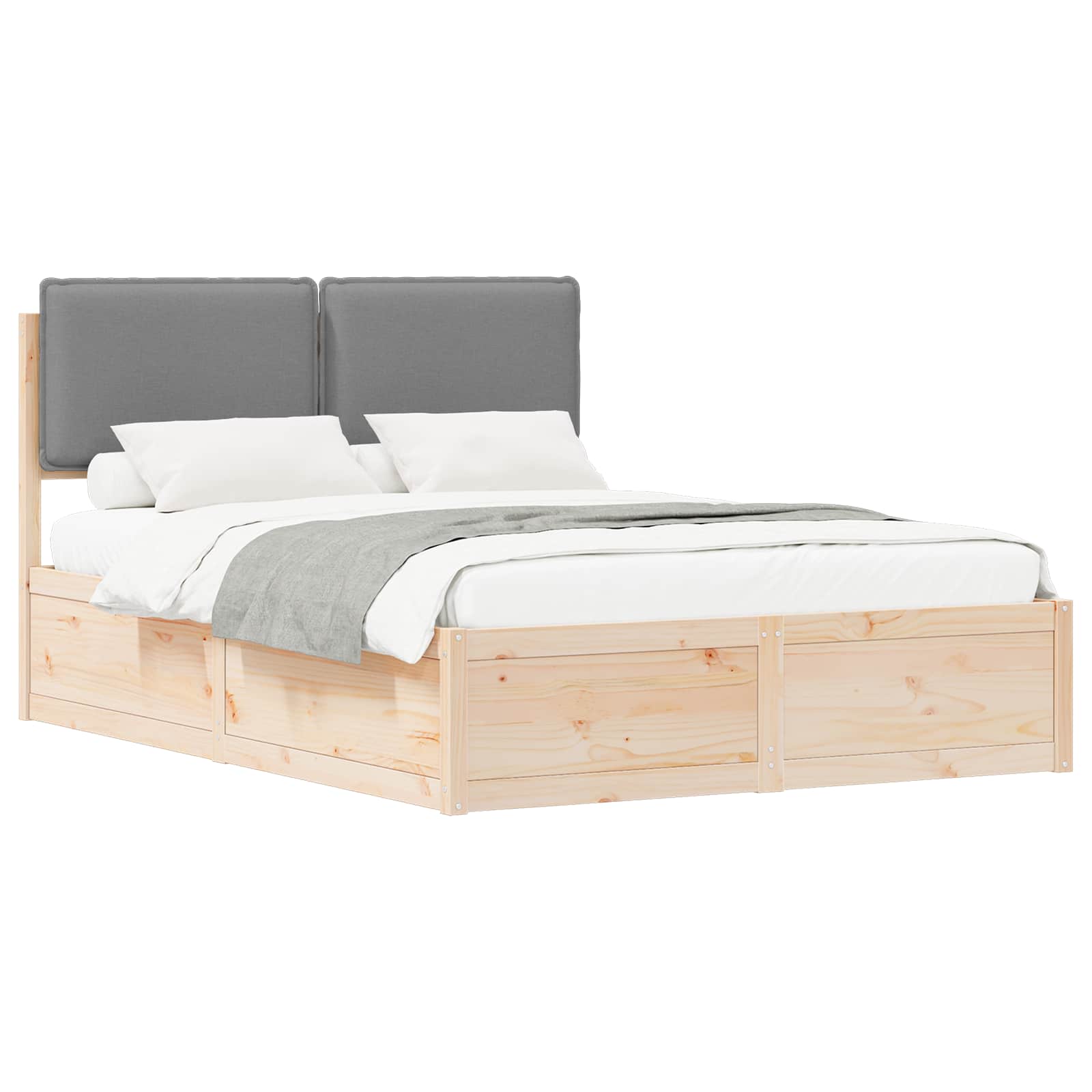 vidaXL Bedframe met Gevoerd Hoofdgedeelte Lichtgrijs 140 x 190 cm, foto 3