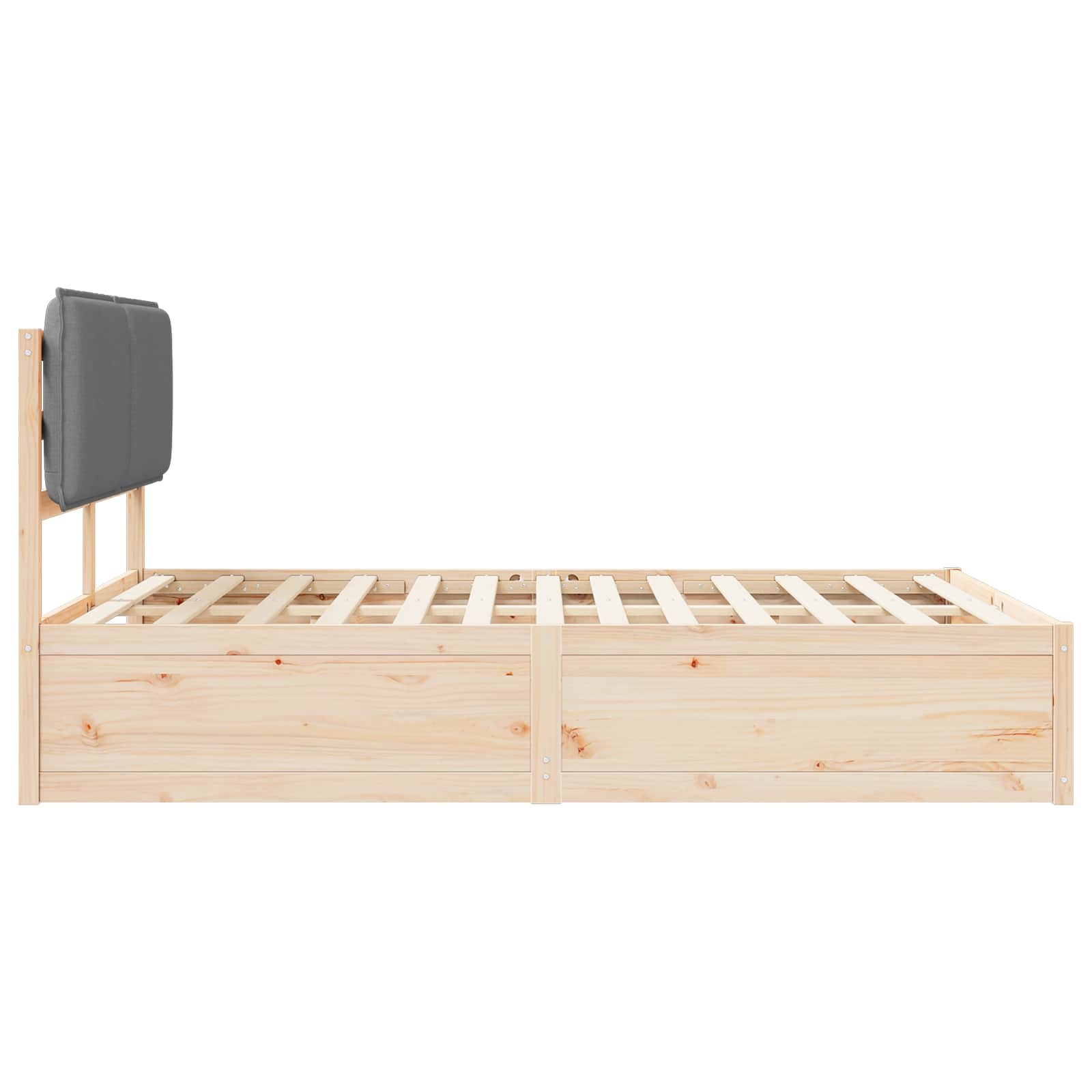 Voodiraam Pehme Peatoega peaga Helehall 140 x 190 cm Tahke mänd - Image 6