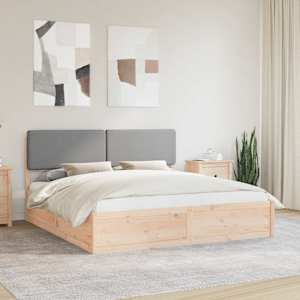 Rám postele s čalouněným čelem s čelo Světle šedá 200 x 200 cm - obrázek 1