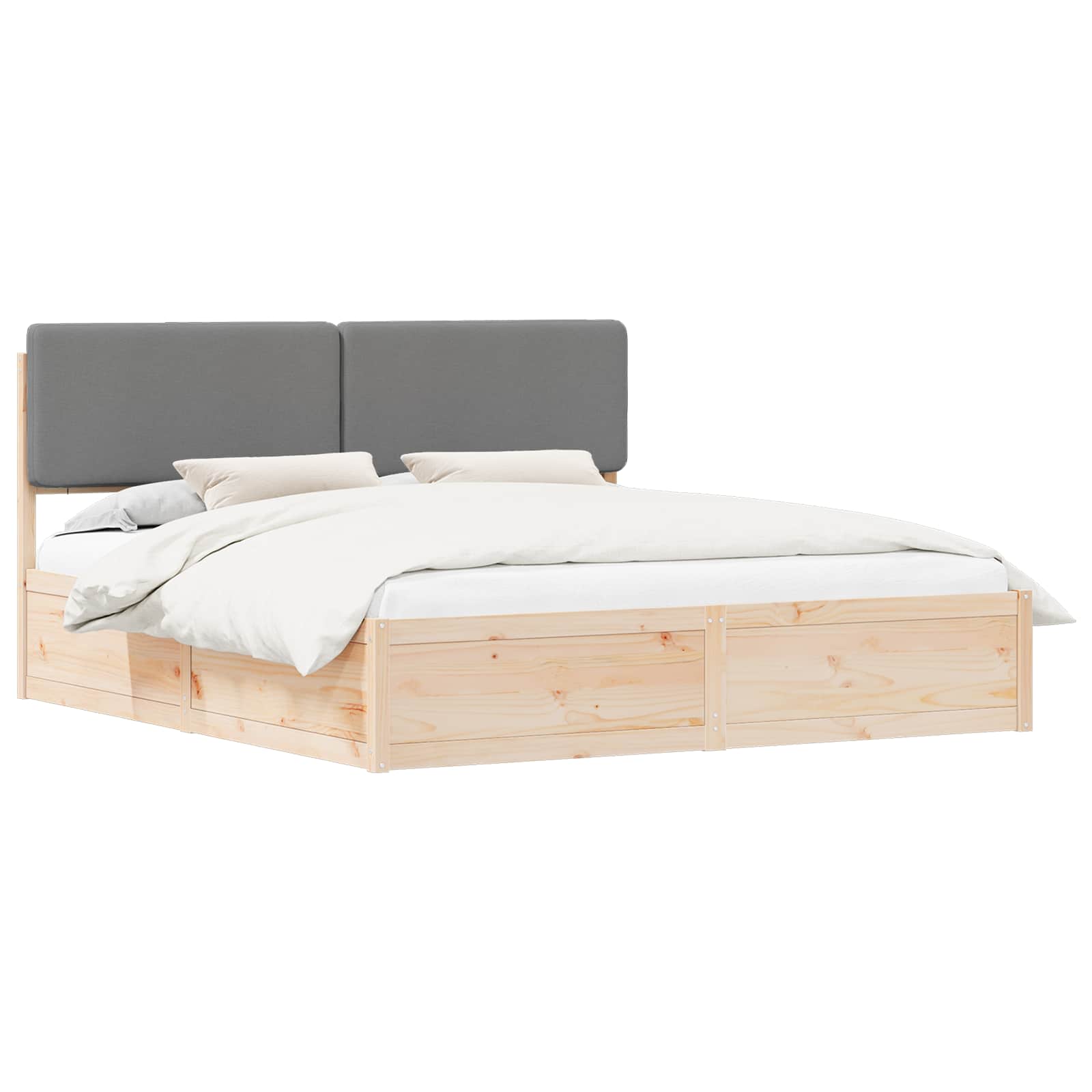 vidaXL Bedframe met Gevoerd Hoofdgedeelte Lichtgrijs 200 x 200 cm, foto 3