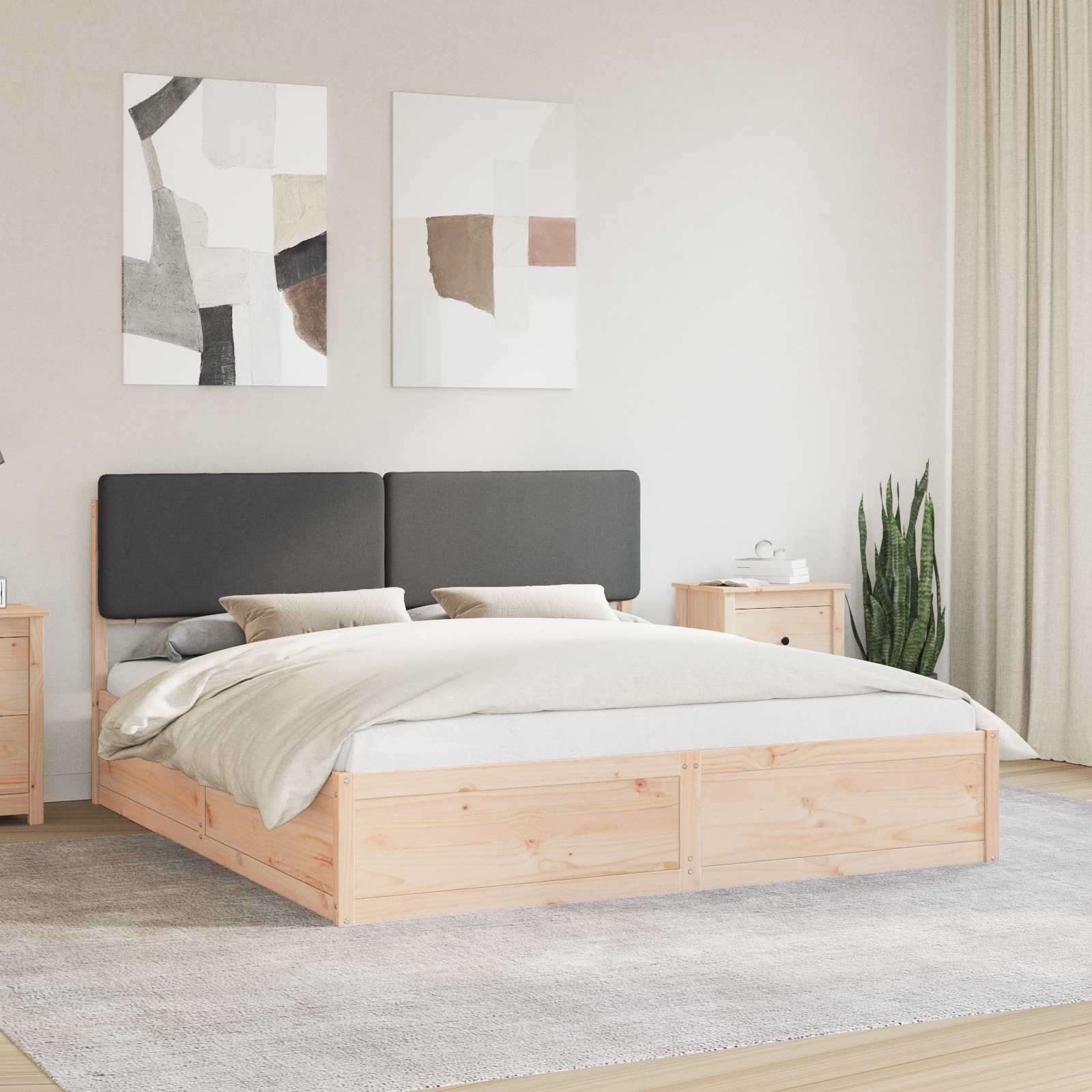 vidaXL Sänkyrunko verhoillulla päädyn Tumma harmaa 200 x 200 cm