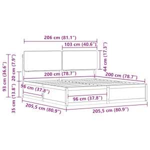Rám postele s čalouněným čelem s čelo Tmavě šedá 200 x 200 cm - obrázek 11