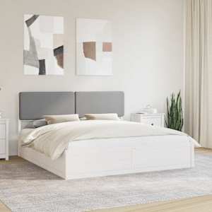 Rám postele s čalouněným čelem s čelo Světle šedá 200 x 200 cm - obrázek 1