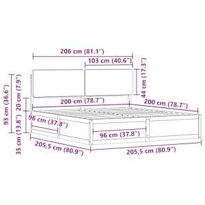 Rám postele s čalouněným čelem s čelo Světle šedá 200 x 200 cm - obrázek 11