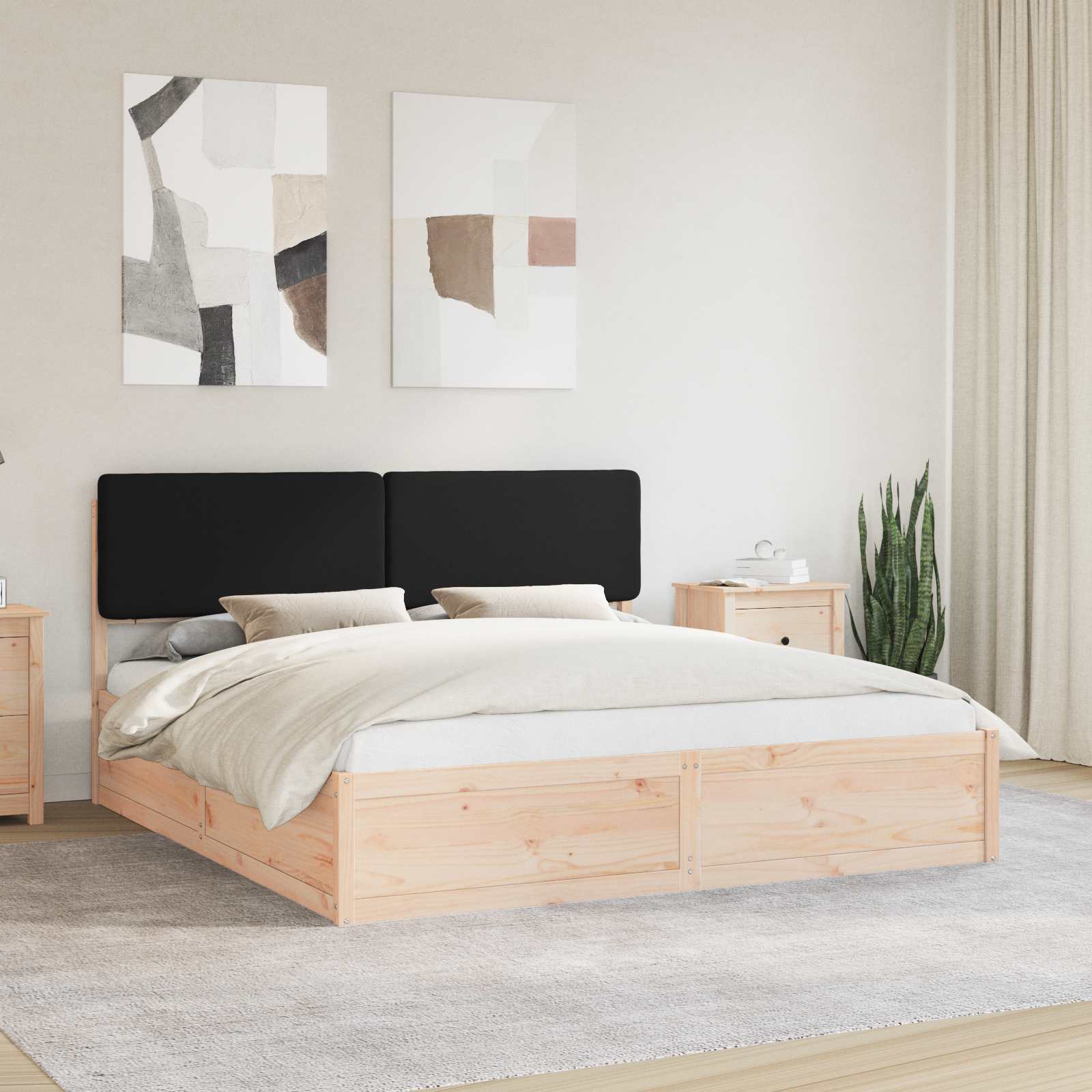 vidaXL Sänkyrunko verhoillulla päädyn Musta 6FT Super King Size