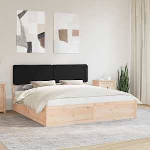 Posteljni okvir z oblazinjenim vzglavjem Črna 180 x 200 cm