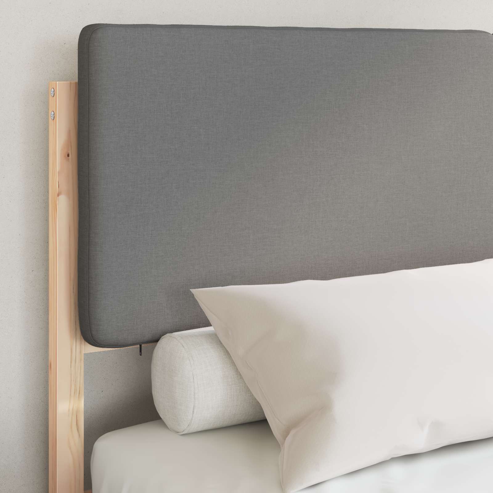 Thumbnail - vidaXL Bettgestell mit gepolstertem Kopfteil Hellgrau 135 x 190 cm