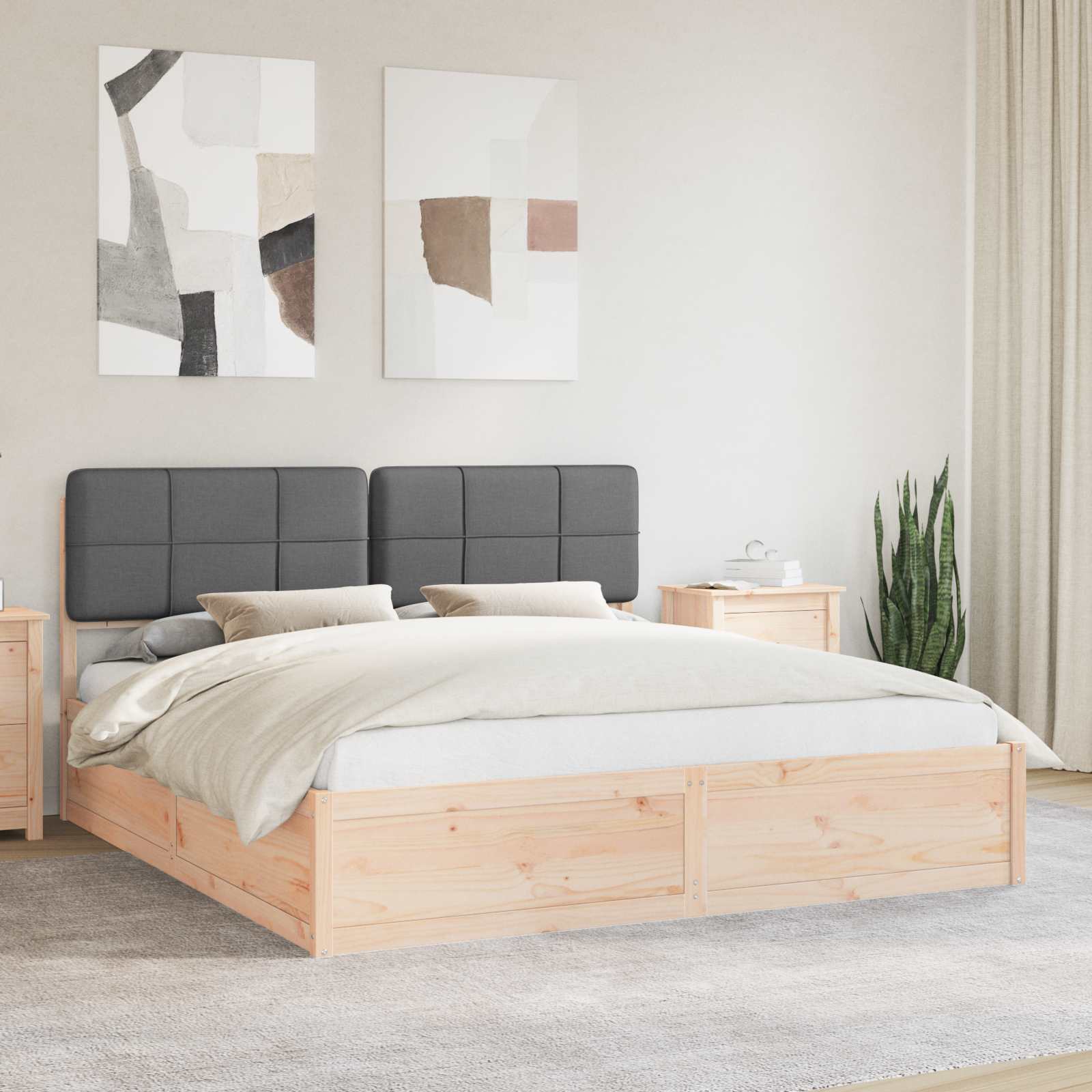 vidaXL Sänkyrunko verhoillulla päädyn Tumma harmaa 200 x 200 cm