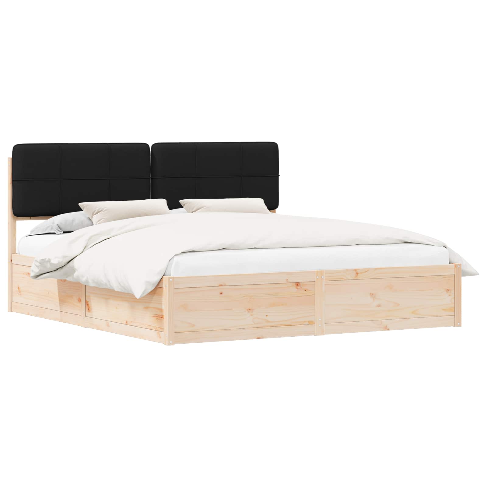 vidaXL Bedframe met Gevoerd Hoofdgedeelte Zwart 200 x 200 cm, foto 3