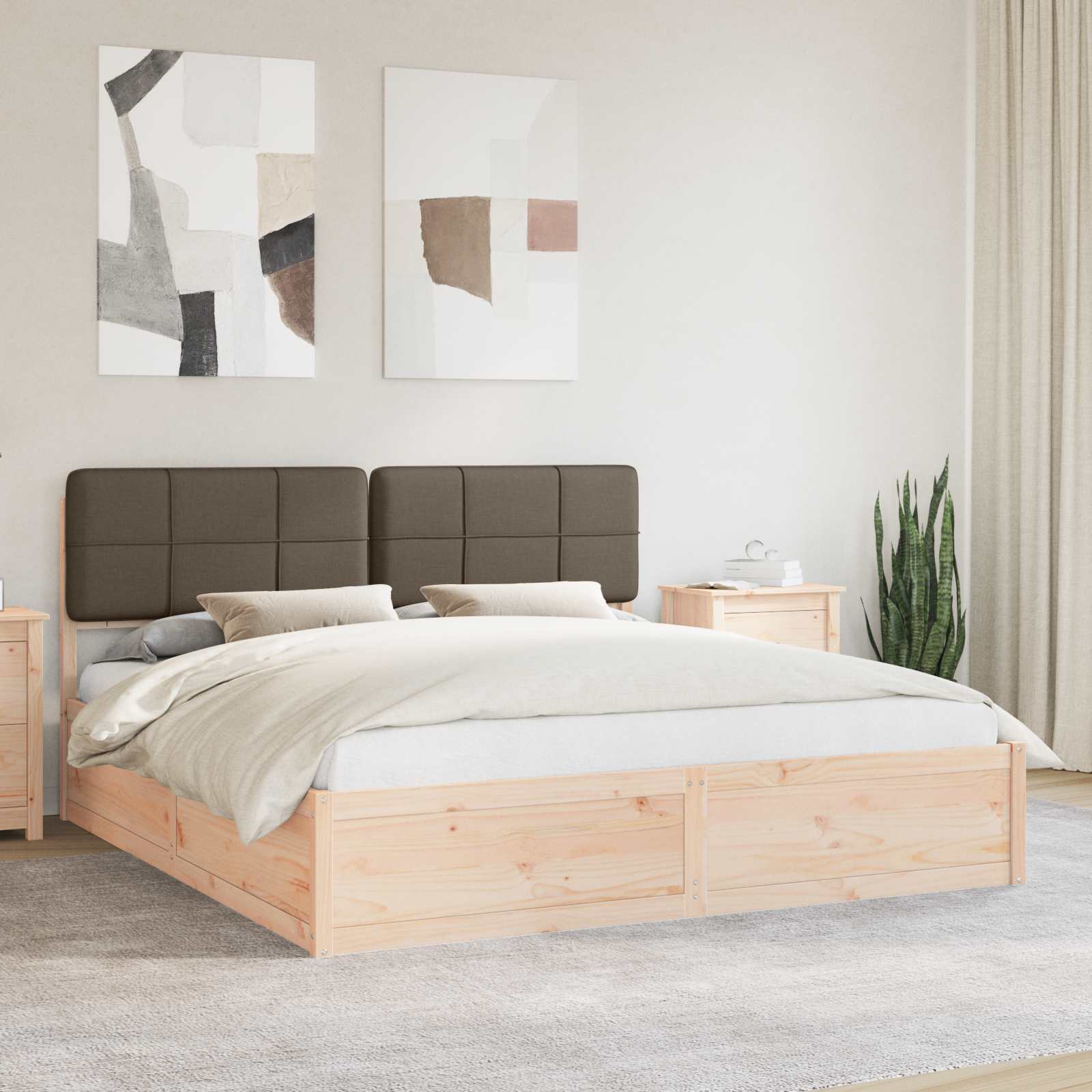 vidaXL Sänkyrunko verhoillulla päädyn Harmaanruskea 200 x 200 cm