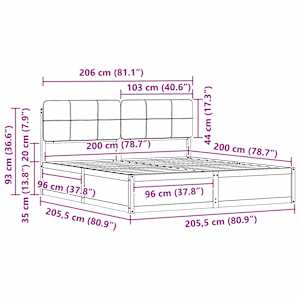 Rám postele s čalouněným čelem s čelo Taupe 200 x 200 cm - obrázek 11
