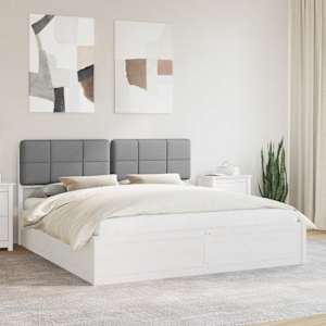 Rám postele s čalouněným čelem s čelo Světle šedá 200 x 200 cm - obrázek 1