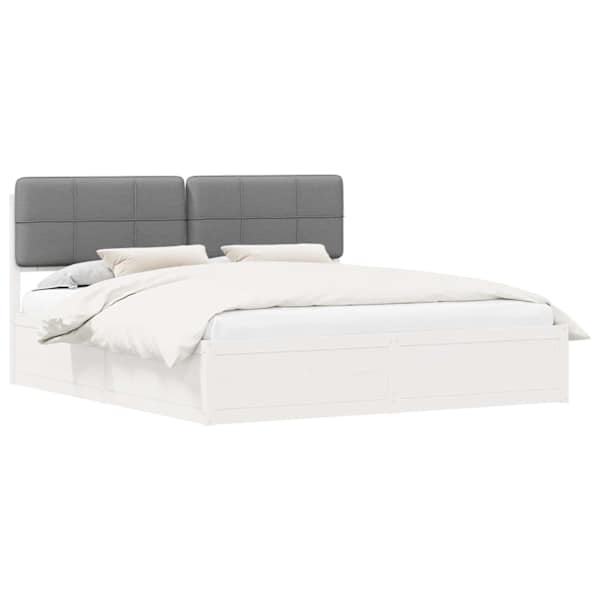 vidaXL Voodiraam Pehme Peatoega peaga Helehall 200 x 200 cm Tahke m&auml;nd