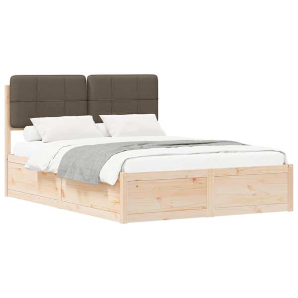 vidaXL Voodiraam Pehme Peatoega Pruunikashall 150 x 200 cm Tahke m&auml;nd