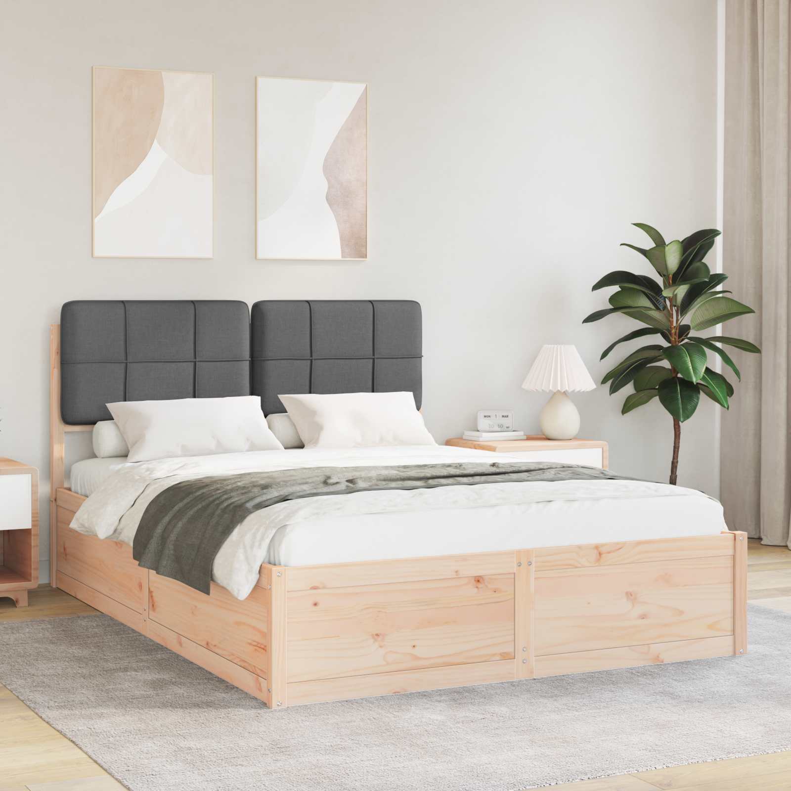 vidaXL Sänkyrunko verhoillulla päädyn Tumma harmaa 140 x 200 cm