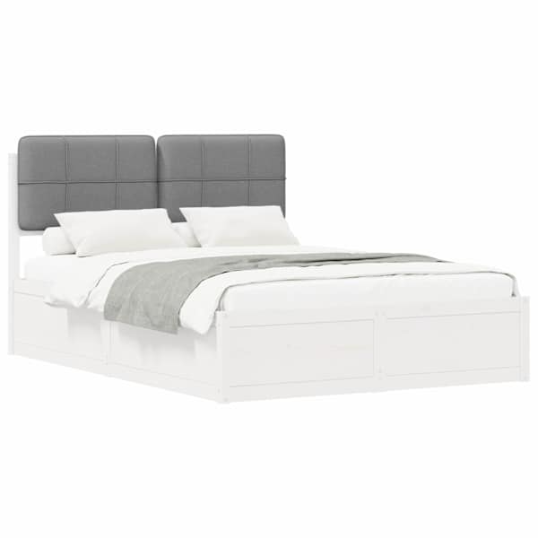 vidaXL Voodiraam Pehme Peatoega peaga Helehall 135 x 190 cm Tahke m&auml;nd