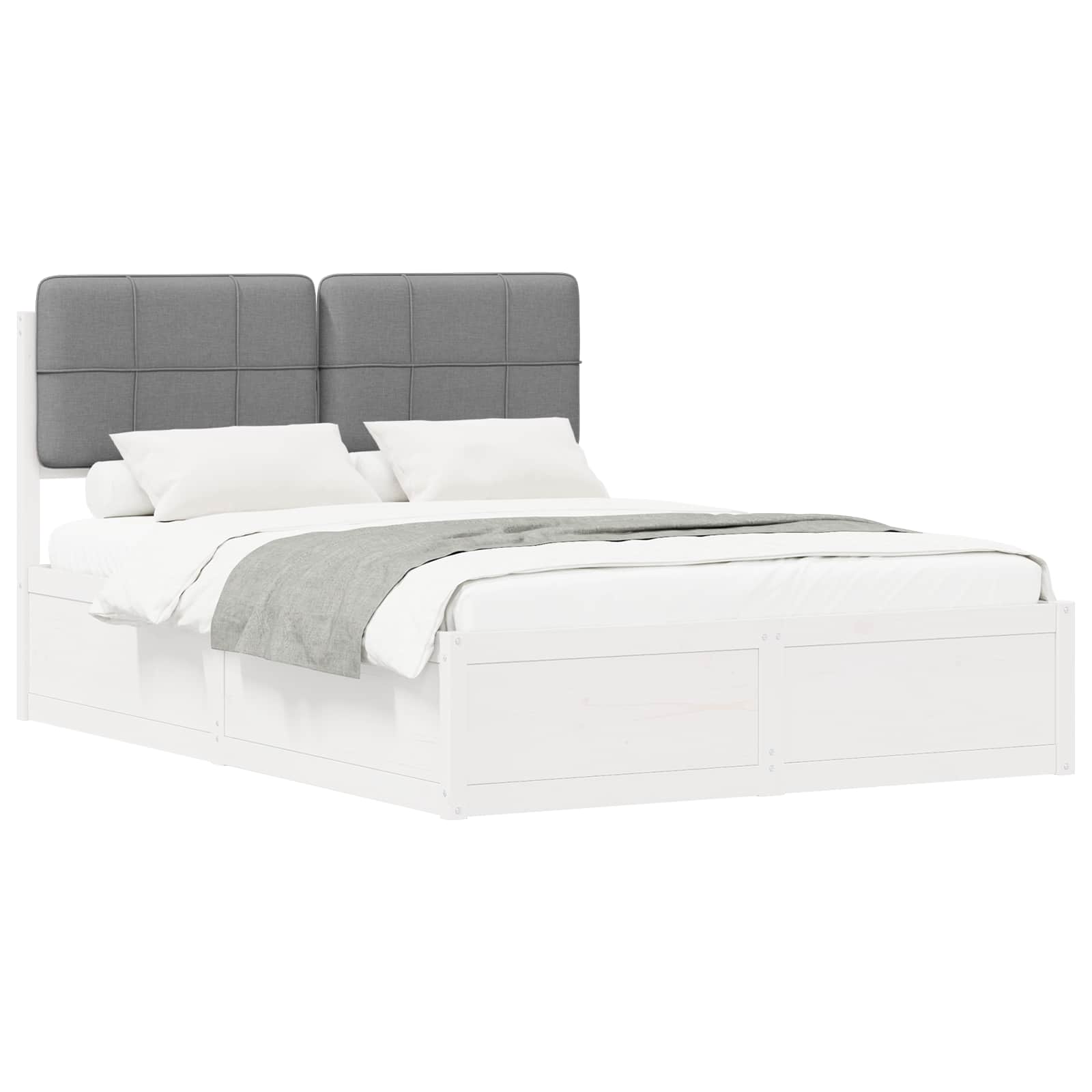 vidaXL Bedframe met Gevoerd Hoofdgedeelte Lichtgrijs 135 x 190 cm, foto 3