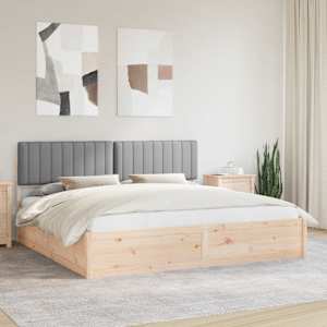 Rám postele s čalouněným čelem s čelo Světle šedá 200 x 200 cm - obrázek 1
