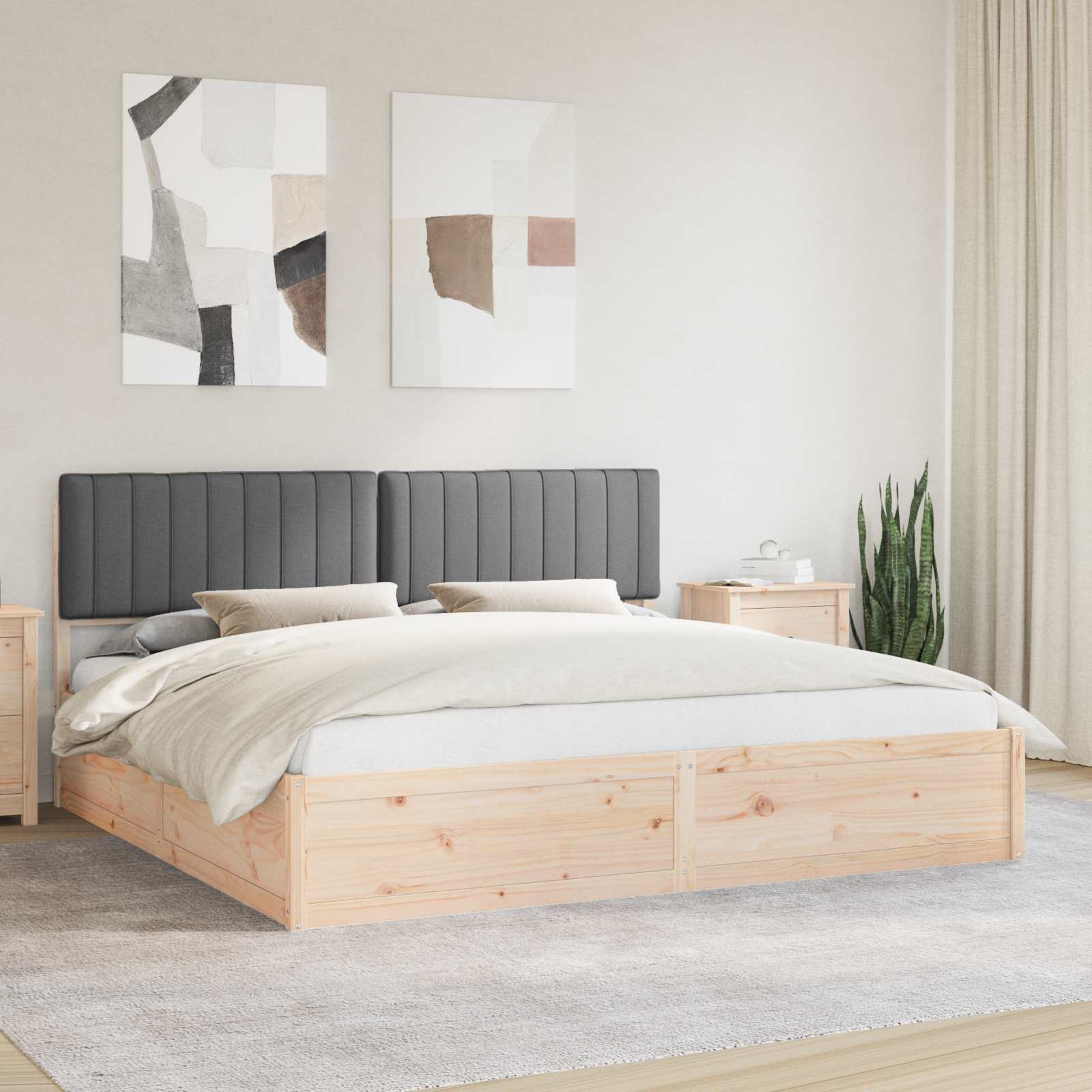 vidaXL Sänkyrunko verhoillulla päädyn Tumma harmaa 200 x 200 cm