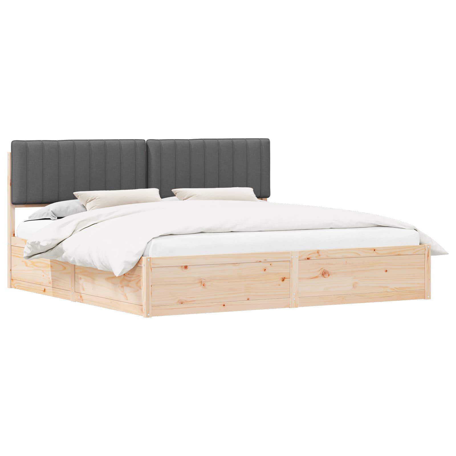 vidaXL Bedframe met Gevoerd Hoofdgedeelte Donkergrijs 200 x 200 cm grijs, foto 3
