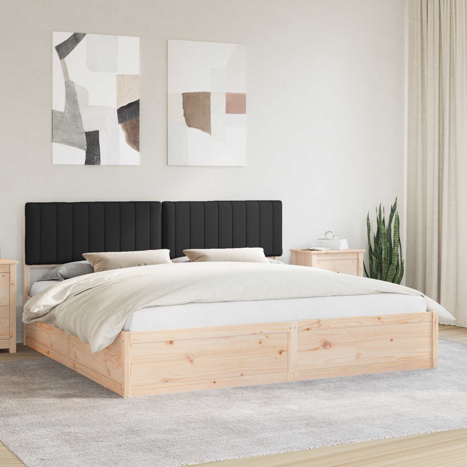 vidaXL Sänkyrunko verhoillulla päädyn päätyllä Musta 200 x 200 cm