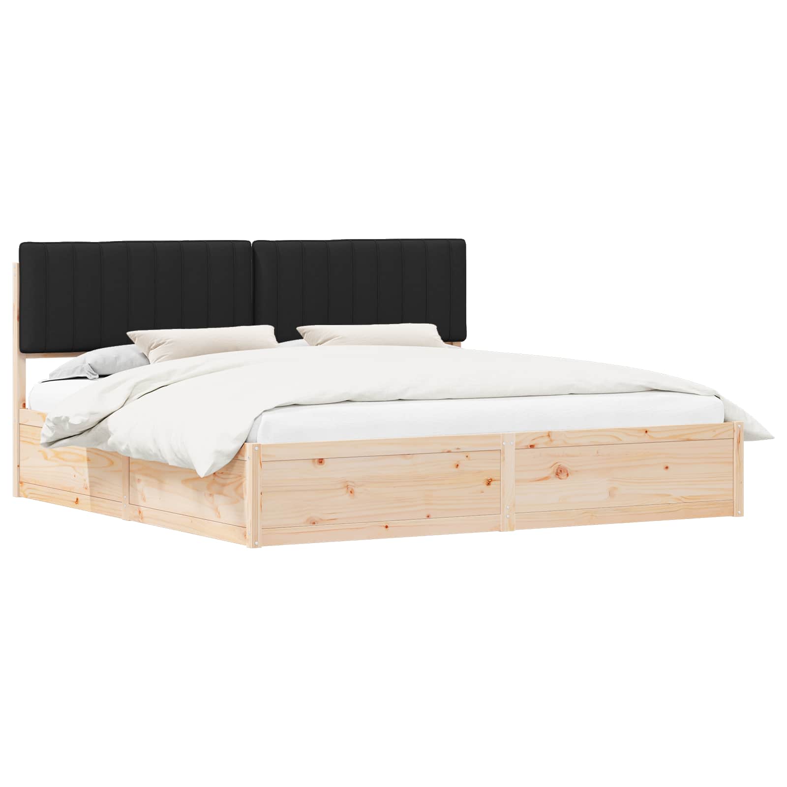 vidaXL Bedframe met Gevoerd Hoofdgedeelte Zwart 200 x 200 cm, foto 3