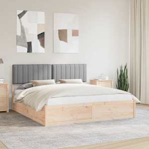 Rám postele s čalouněným čelem s čelo Světle šedá 180 x 200 cm - obrázek 1