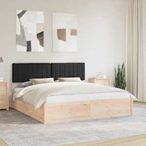 Posteljni okvir z oblazinjenim vzglavjem Črna 180 x 200 cm